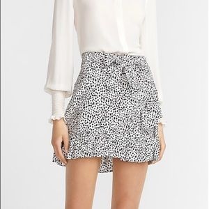 Express High Waisted Dot Ruffle Mini Skirt